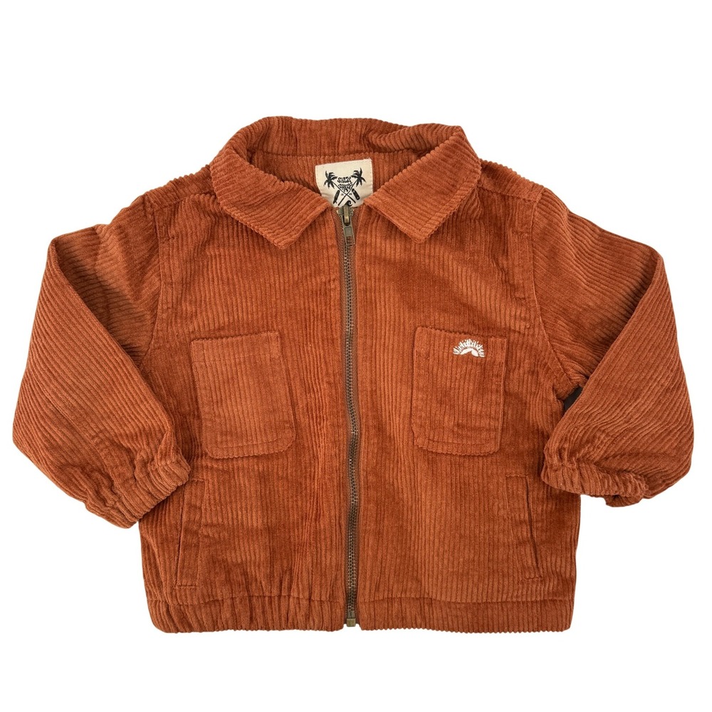 Salty Shreds Corduroy Full Zip Jacket Rust Brown Baby 6-12 M Surfer Boho Hipster